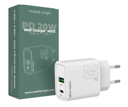 Ładowarka do smartfonów Mobile Origin PD20W Wall Charger MO12 1 USB-A + 1 USB-C